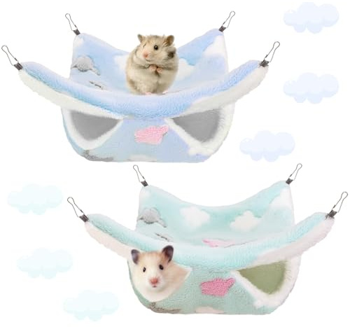 Fuzzivator 2 Pcs of Rat Hammocks Small Animal Hammock Rat Bed Guinea Pig Hammock Rats Cage Accessories for Small Animals Chinchilla Parrot Sugar Glider Ferret Squirrel