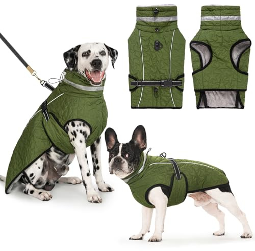 Cyponpy Dog Coats Waterproof Jacket Fleece Lined Dogs Coat with Harness Adjustable Waterproof Dog Coat Reflective Winter Jacket Warm Coats & Jackets for Small Medium Large Dogs Winter Warm Raincoat
