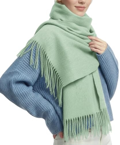 PFLife Bufanda de Lana para Mujer 200×70cm Tacto Cachemira Invierno Grande Suave Caliente Regalo con Caja Chal y Manta Elegante (Verde Pistacho)