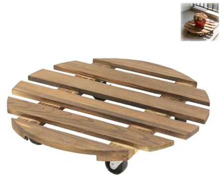 Rullo per piante rotondo, portavaso per piante, portata fino a 130 kg, con ruote bloccabili, resistente alle intemperie, ideale per vasi pesanti e supporto per piante (35 cm)