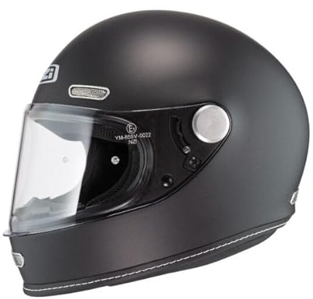 NZI Casco De Moto Integral Retro Revival Negro Mate Talla S Hombre-Mujer