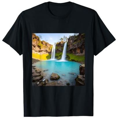 Oeuvre d'art de Paysage de Lagon Turquoise jumeau Cascade T-Shirt
