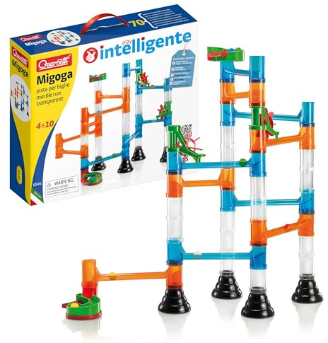 Quercetti-6546 Migoga Marble Run Transparent-Circuito de canicas, Juego Educativo de construcción, Multicolor, 34 x 8 x 29cm (6546)