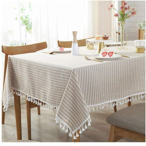 Anze Rechteckige Tischdecke mit Streifen, antibakteriell und knitterfrei, fleckenabweisend, staubdicht, dekorative Tischdecke für Küche, Esszimmer, Innenhof, Café, Party oder Picknick