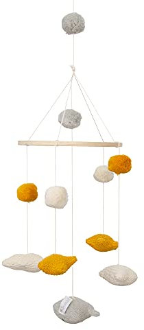 Kindsgut Mobile mit gestrickten Motiven aus 100% Baumwolle, dezente Farben und schlichtes Design, schönes Geschenk zur Geburt, Nachthimmel