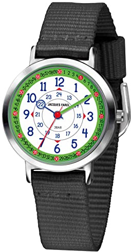 Atrium Jacques FAREL Happy Learning Kinder-Armbanduhr Lernuhr Jungen Analog Quarz Metall Textilband KOP 08