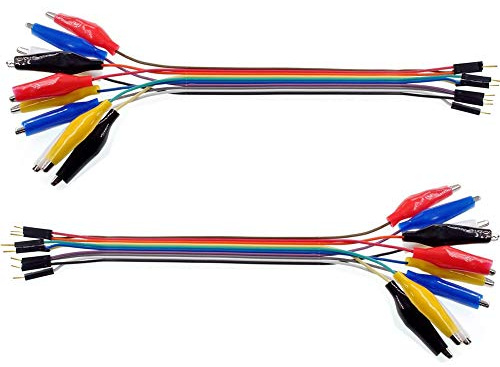 Treedix 20pcs Electrical Alligator Clip to Jump Wire Test Leads 7.87in Male Crocodile Clip Compatible with Arduino Raspberry Pi for Circuit Connection, DIY Maker，Electrical Testing 5 Colors