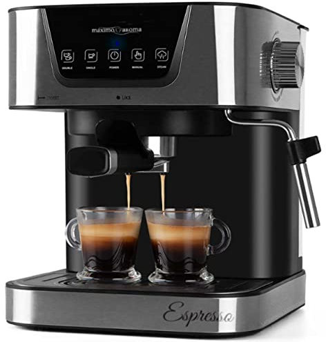 Suinga Cafetera automática para espresso y cappucino 1050 W. Permite utilizar tanto café molido como monodosis. Frontal en acero inoxidable. Vaporizador INOX para calentar agua, café y espumar leche.