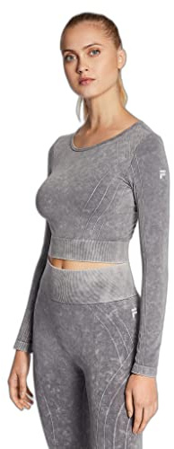 FILA Radnor T-Shirt à Manches Longues sans Coutures Cropped, Chouette, m-l Femme