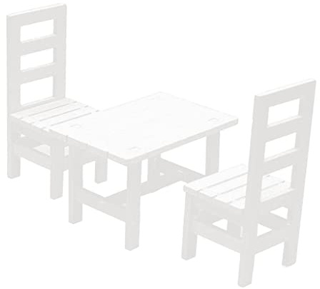predolo Ensemble de Meubles en Bois Miniatures à L'échelle 1:6 | 1 Table et 2 Chaises de Dossier pour Kit de Décorations de Maison de 1/6 | pour Les FI, Blanc