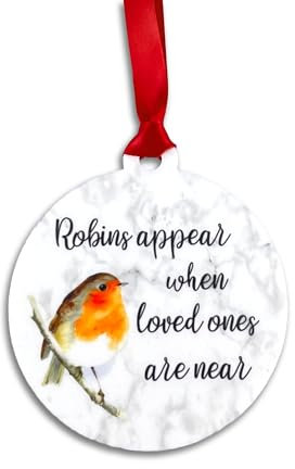 Robins Appear When Loved Ones Are Near memorial Christmas tree bauble Xmas Memory Lost Passed Robin