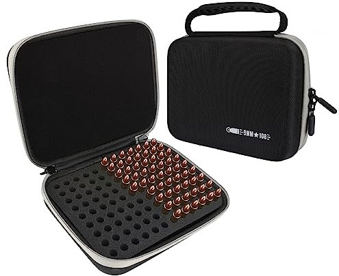 Meetikar 9MM Patronenbox für 108 Patronen, kompatibel mit .380 ACP .32 ACP .45 ACP, 9mm Luger, 9mm Parabllum, 9mm Makarov, 30 Luger, 32 S&W, 40 S&W, Patronenbox kann gesperrt Werden (Grau)