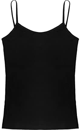 Femme Top à Bretelles Camisole Débardeur Cami Top T-Shirt sans Manches Hautement Élastique Coupe Normale Ultra Fin Respirant Casual Top pour l'été - Noir Uni Taille du Fabricant XXL