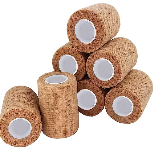Selbstklebender Verband, 8 Rollen x 7,5cm x 4,5m Pflaster Rolle Verbandsmaterial, Elastische Binde Bandage Fixierbinde Haftbandage Selbstklebend