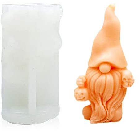Halloween Silicone Candle Mould 3D Gnome Creative Silicone Molds for Candle Making Halloween Dwarf DIY Silicone Epoxy Resin Mould Craft Casting Wax Aromatherapy Candle Molds for Home Decoration (A)