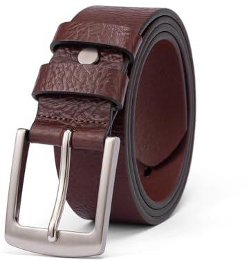 TEAMMAO Ceinture pour Hommes 100% Cuir Véritable Largeur 38 mm Jeans Travail Décontracté Ceintures Homme Ajustable avec Boîte Cadeau.(Marron,Taille 85-90cm(Longueur ceinture 105cm))