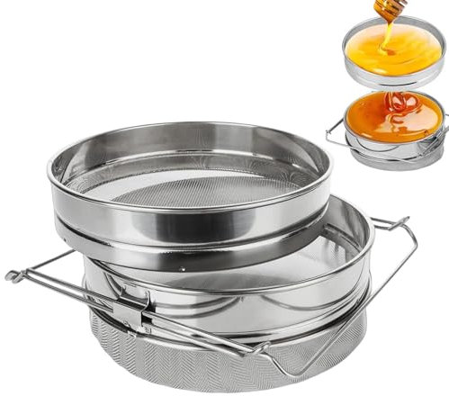 Colador De Miel De Acero Inoxidable - Equipo De Recolección De Miel, Herramientas Mejoradas Para Abejas | Colador Doble Con Malla Fina, Suministros Multifuncionales De Apicultura Para Mantequilla,