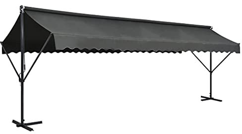 IKAYAA Standmarkise 600 x 300 x 300 cm Freistehende Markise Gartenmarkise Sonnenschutz Terrassenüberdachung Outdoor Terrasse Garten Balkon Anthrazit