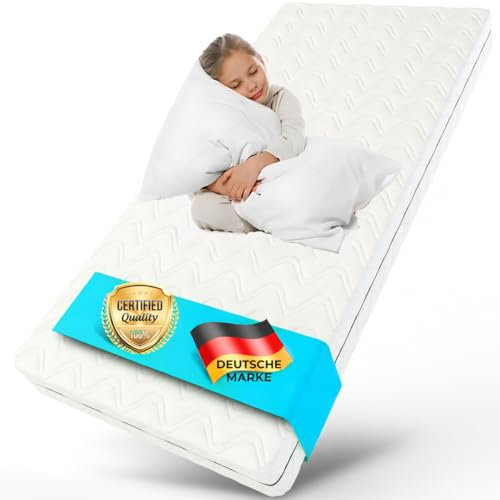 ALAVYA HOME® Kindermatratze 80x160 mit waschbarem Baumwolle Bezug I ÖkoTex Zertifiziert Nachhaltig auf Schadstoffe geprüft Kaltschaum Matratze 80x160 für Bodenbett Hausbett mit 12cm hoch I Made in EU