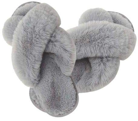 Milaloko Fluffiga kors-band hustofflor luddig öppen tå tofflor mysiga plysch slip-on hemskor inomhus utomhus