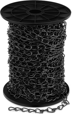 Yaocom 50 ft 2mm Black Jack Chain for Hanging Metal Link Chain Roll
