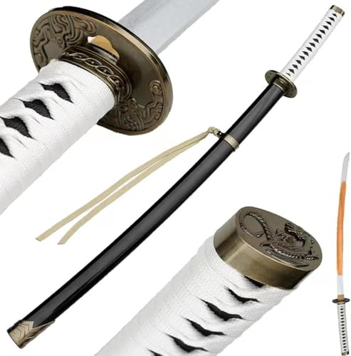 ZHAOMEI Katana in bambù con Fodero Laccato in Legno massello, Bokken Fatto a Mano per Allenamento Kendo, Giochi di Ruolo, Decorazioni per la casa, Collezioni espositive, Cosplay, Regali, Bianco-104CM