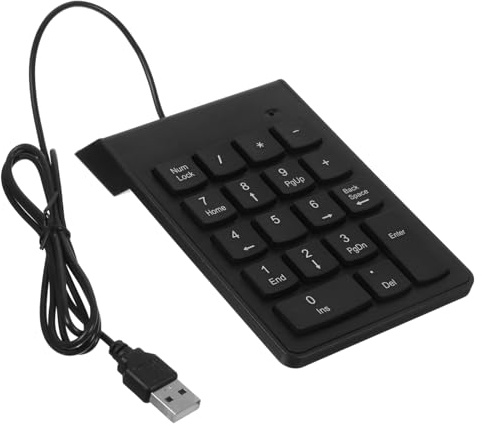 Angoily Clavier Numérique Économise de l'espace sur Bureau USB Filaire 19 Touches Portable en Plastique Noir, Pavé Numérique Compact pour Finance et Bureau