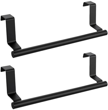 2 Pcs 430 Stainless Steel Dish Towel Holder, Sturdy Removeable Towel Bar for Hanging Tea Dish Towels, 9in Stainless Steel Towels Racks Rails for Hang on Kitchen Cabinet, Door