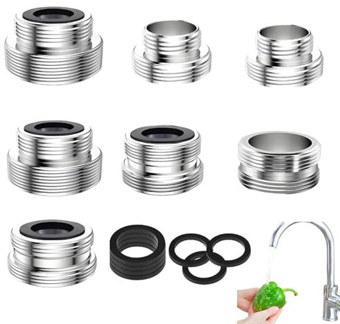 Lyivisk Lot de 7 adaptateurs de robinet, adaptateur pour tuyau d'arrosage, robinet de cuisine, filetage extérieur avec joints, pour raccord de tuyau d'arrosage, évier, filtre à eau
