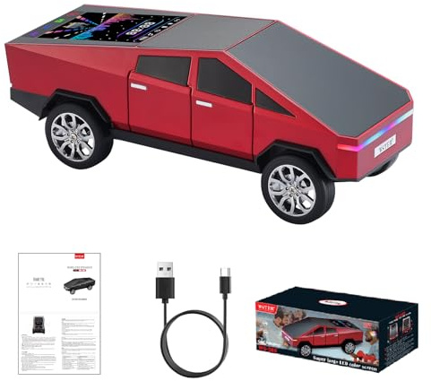 WSTER WS-580 Cyberpunk Truck Bluetooth Speaker with Display (Red)