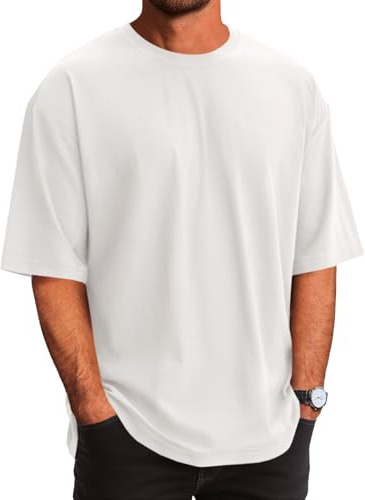 Runcati Mens T-Shirts Cotton Short Sleeve Oversized Tshirts Beach Tees