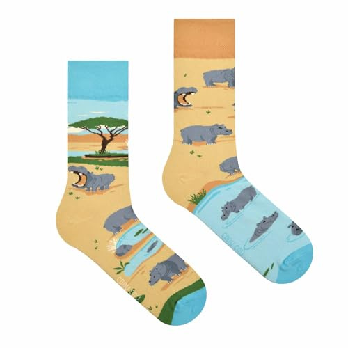 Spox Sox Casual Unisex - multicolores, divertidos, fantasía, originales, divertidos, calcetines de algodón divertidos, 36/39, Hippopótamo
