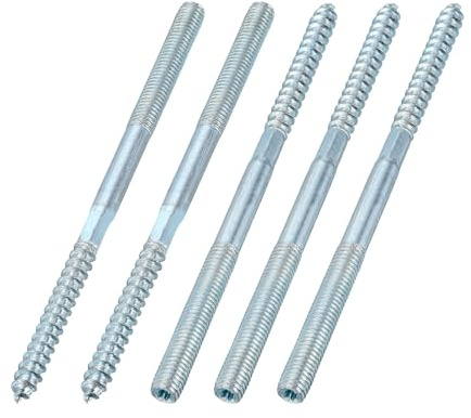 QUARKZMAN Viti A Doppia Testa M8, Lunghezza 5.51 (140mm) Viti A Doppia Testa 0.31 (8mm) Viti Autofilettanti Per Legno Barra Filettata Per Assemblaggio Giunti Mobili In Legno, Confezione 5