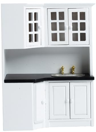Muebles de casa de muñecas, Cocina de casa de muñecas, Muebles a Escala 1 12, Juego de gabinete de Cocina de Madera, Juego de para Accesorios de Escena de Bricolaje, Mini decoración