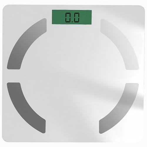 Retoo Digital personvåg kroppsfettvåg med app, lastkapacitet upp till 180 kg, exakt viktmätning, BMI, kroppsvatten, muskelmassa kroppsanalysvåg med LED-skärm, säkerhetsglas