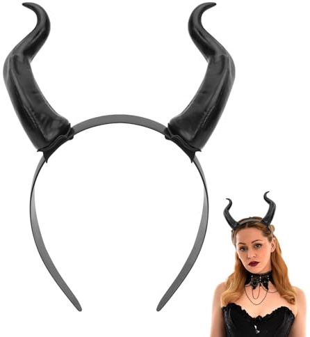 OuryTech Cerchietto Carnevale, Corna da Diavolo Cerchietto Nero per Carnevale, Natale e Feste in Costume (Tipo B)