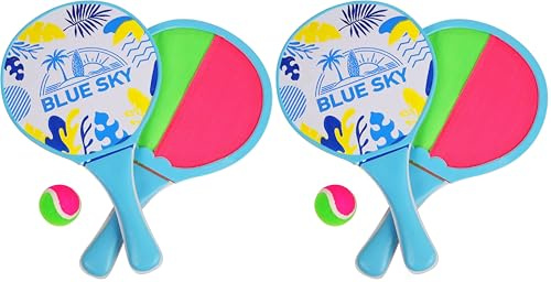 Blue Sky - 2 Raquettes De Plage Scratch Double Face - Scratch Ball - Jeu de Raquette - 040714A - Vert - 33 cm x 19 cm - Jouet Enfant Adulte - Jeu de Plein Air - À Partir de 3 Ans