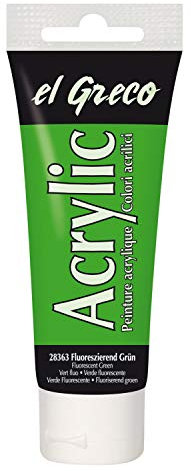 KREUL 28363 - El Greco Acrylic, 75 ml Tube in fluoreszierend grün, hochpigmentierte, glänzende Acrylfarbe in Studienqualität, buttrig vermalbar, für pastose Malerei