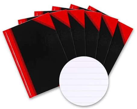 Bantex Notizbuch A5 liniert, 192 Seiten, 70 g/m², Hardcover, schwarz, 6 Stück