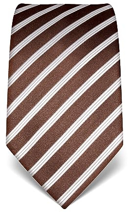 Vincenzo Boretti cravatta elegante classica da uomo, 8 cm x 15 cm, di pura seta di alta qualità, idrorepellente e antisporco, motivo a righe marrone