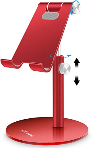AICase Tablet/Phone Stand,Universal Adjustable Aluminum Desktop Stand,for New iPad 2018 Pro 10.5/9.7/12.9, Air mini 2 3 4, Samsung Tab, Other Smartphones and Tablets(4-12.9 inch)-Red