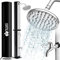 tillvex Solardusche 20 Liter | Solar Garten-dusche warmes Wasser | Pooldusche Camping | ohne Stromanschluss | mit Wasserhahn und Regenduschkopf | Gartenschlauch-Anschluss (Schwarz/Silber)