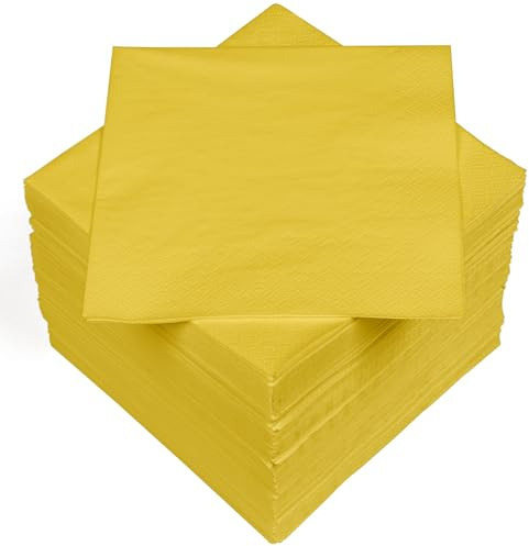 HEKU 100 enfärgade servetter, 3 lager, 33 x 33 cm I Enhetlig kvalitet för evenemang och gastronomi I praktisk 5-pack I mycket absorberande och snygg, gul