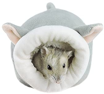 Andiker Hamster Bed, Mini Soft and Warm Hamster House Cute Non-slip Hamster Sleeping nest Small Animals Bedding House for Mini Hedgehogs, Dwarf Hamsters and Small Pets (Grey)
