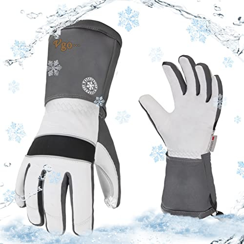 Vgo… 1 Paar Winter-Arbeitshandschuhe für Kühlarbeiten, hohe Flexibilität，Touchscreen， Ziegenleder，wasserdicht (GA8435FW)