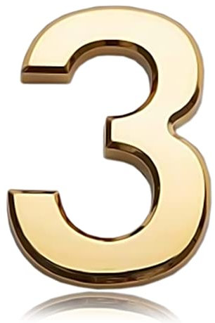3 Inch Front Door Numbers, 3D Self Adhesive House Numbers Plaques Waterproof Mailbox Signage DIY Chrome Polished Address Numbers Sign for Home Office Hotel Apartment Door Room Wall, Gold (3)