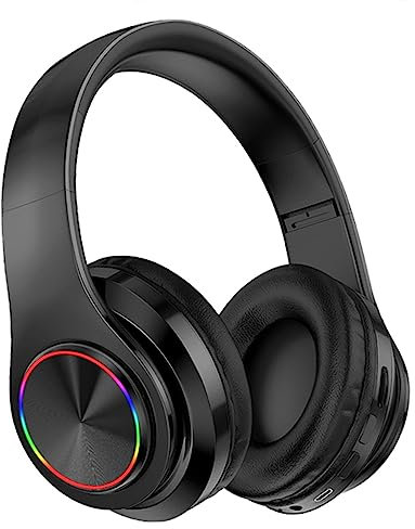 PBAEWE Casque Bluetooth supra-auriculaire, pliable sans fil et filaire micro SD/TF, FM pour téléphone portable, PC, cache-oreilles doux et léger pour voyage/bureau/téléphone portable/PC