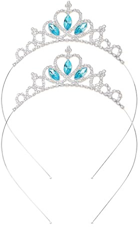 2 corone da principessa, diademi, cristalli, accessori, tiaré abbinati, misura unica, lega, strass