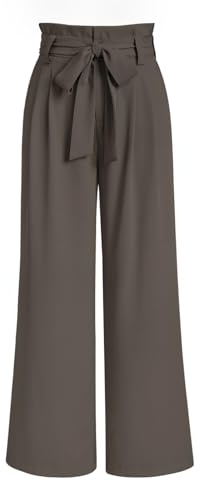 LILLUSORY Wide Leg Dress Work Pants Womens Petite Palazzo Spring Summer 2026 Flowy Trousers Slacks High Waisted Business Dressy Casual Outfits Clothes Office Cute Teacher Clothing Mocha Brown S