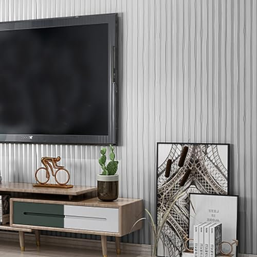Trafagala Silver Grey Striped Wallpaper Home Decoration Modern Minimalist Vertical Striped Non-Woven Wallpaper for Walls Nursery Girls Bedroom Living Room TV Background